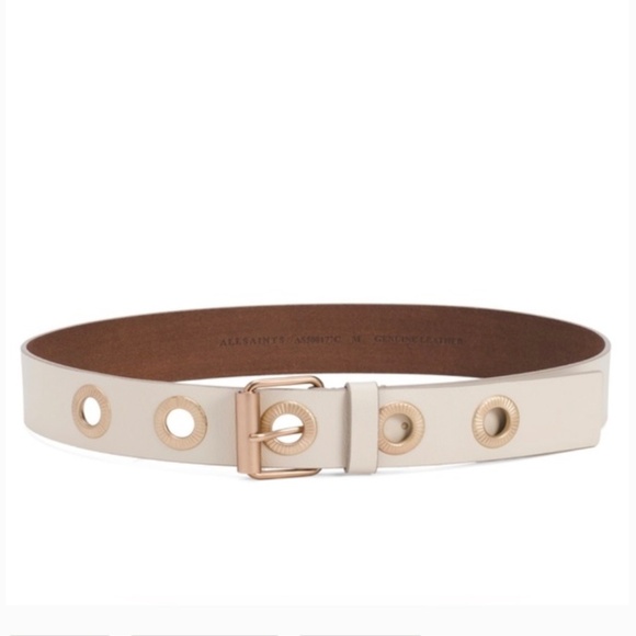 ALLSAINTS Leather Eyelet Belt Ivory SZ L main image 5